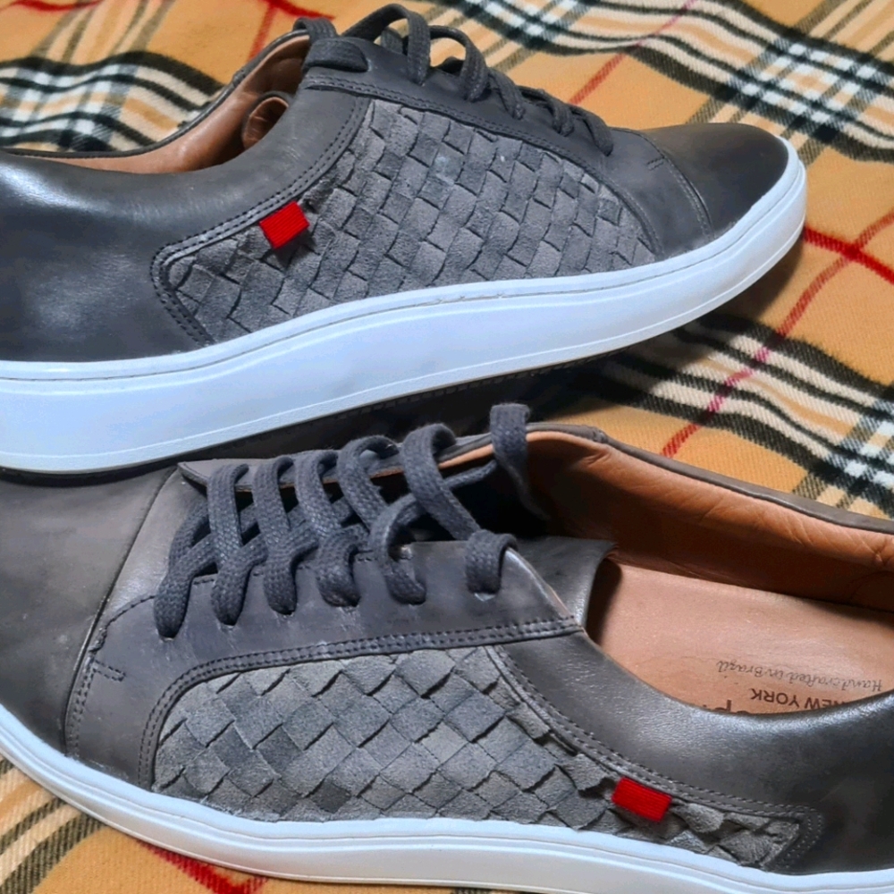 Marc Joseph Light Gray Woven Suede Sneakers/Shoes